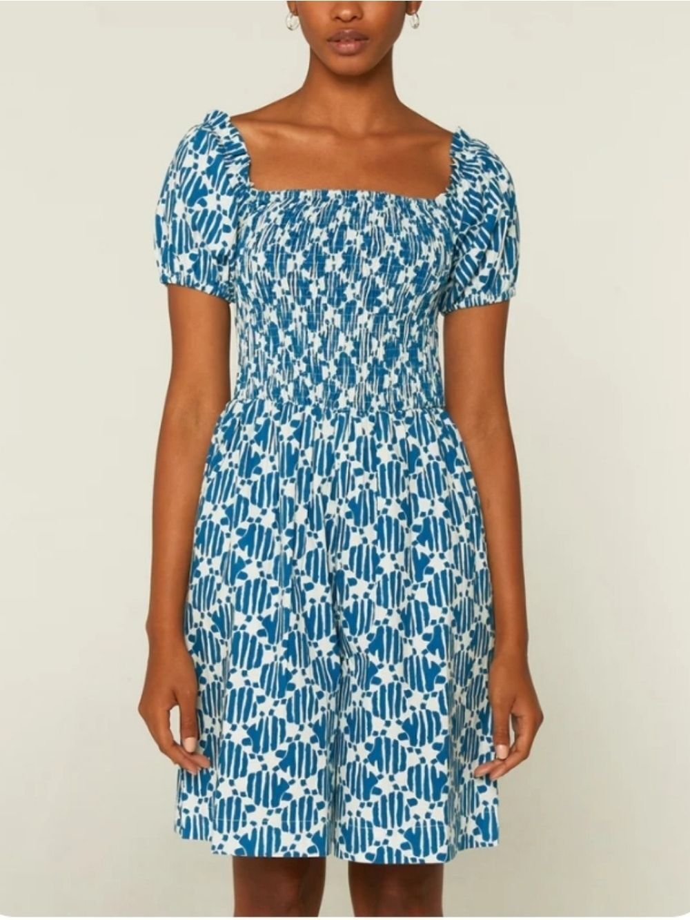 Compania Fantadtica Women's Turtle Print Smocked Romper In Blue/White Size M